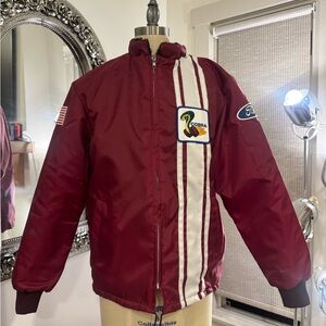 Vintage Men’s Ford Cobra Lined Racing Jacket Burgundy Color Size Small